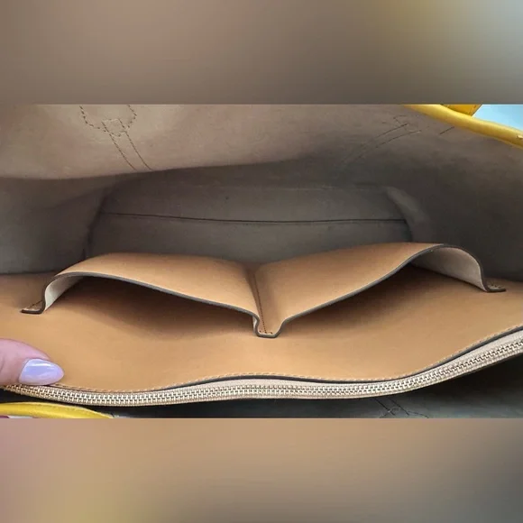 Tory Burch Perry Monogram Jacquard Triple-Compartment Tote in Goldfinch - Picture 5 of 9